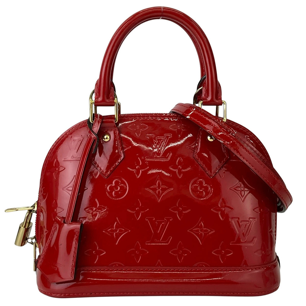 LOUIS VUITTON Alma Red Shoulder Bag Monogram Vernis - Picture 1 of 6